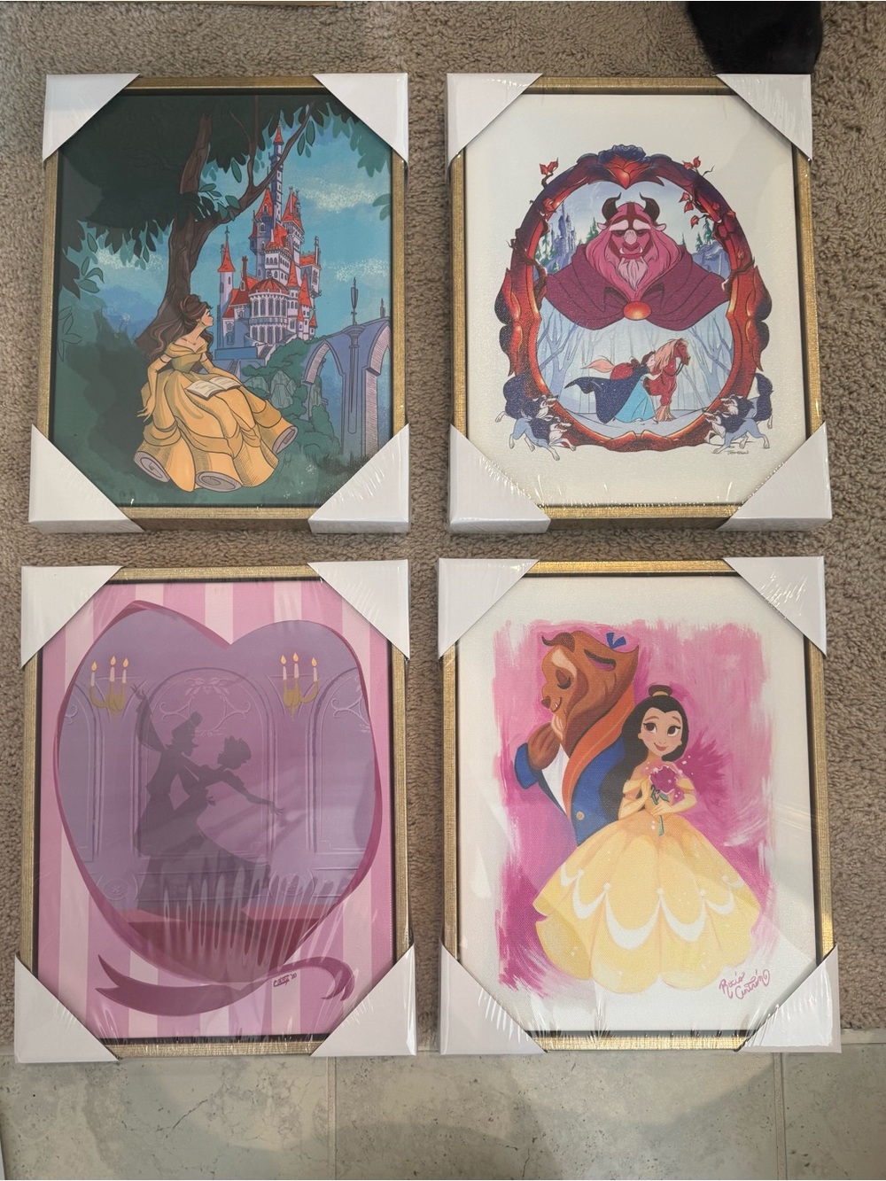 Disney Beauty and the Beast Wall Art Set - Yellow, Pink, Purple, Blue